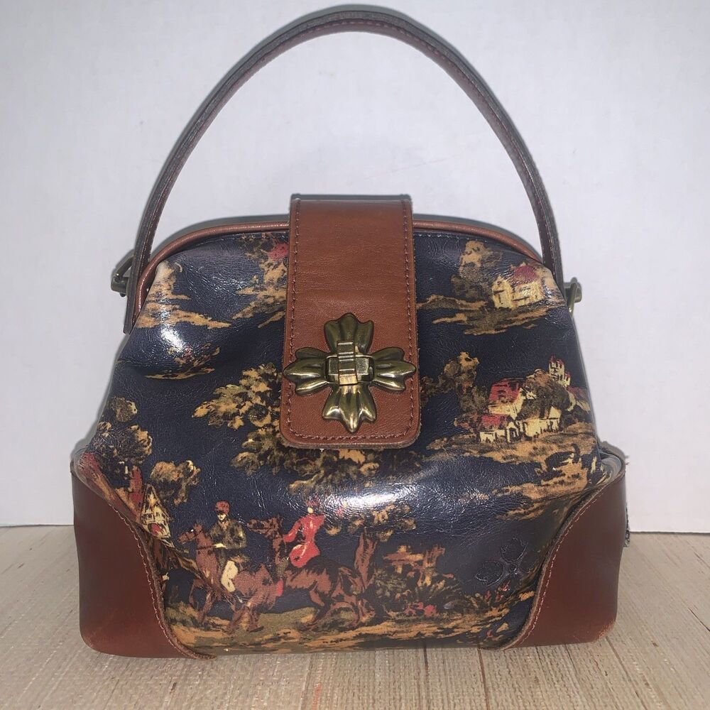 Patricia Nash Leather Kettlewell Frame Top Handle Crossbody Bag Kent Countryside